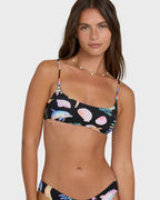 Party Wave Jaclyn Crop Bralette Bikini Top - Black Pebble