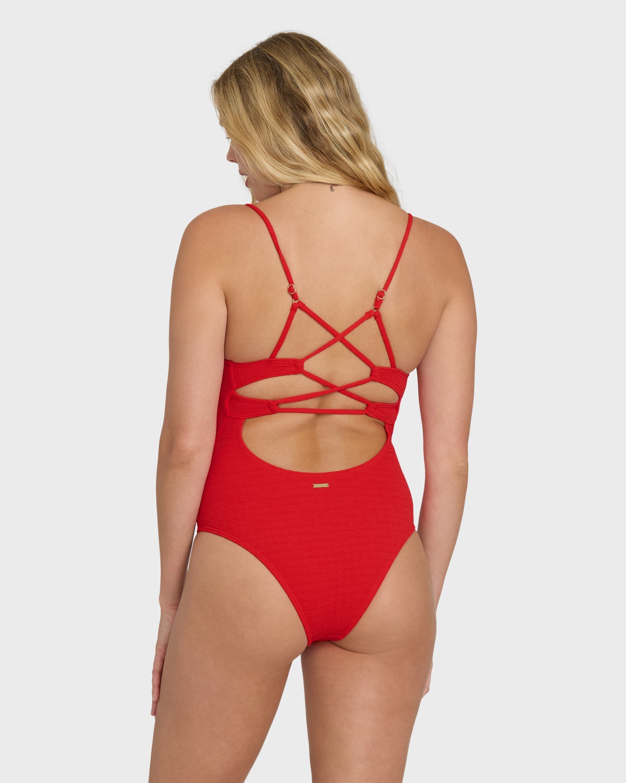 Rising Tide Strappy One Piece Swimsuit - Fiesta Red