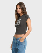 Suns Up Now Short Sleeve Cotton T-Shirt - Off Black