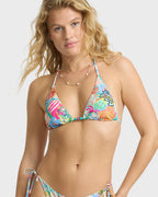 Hot Mess Tie-Side Tanga Skimpy Bikini Bottoms - Blue Multi