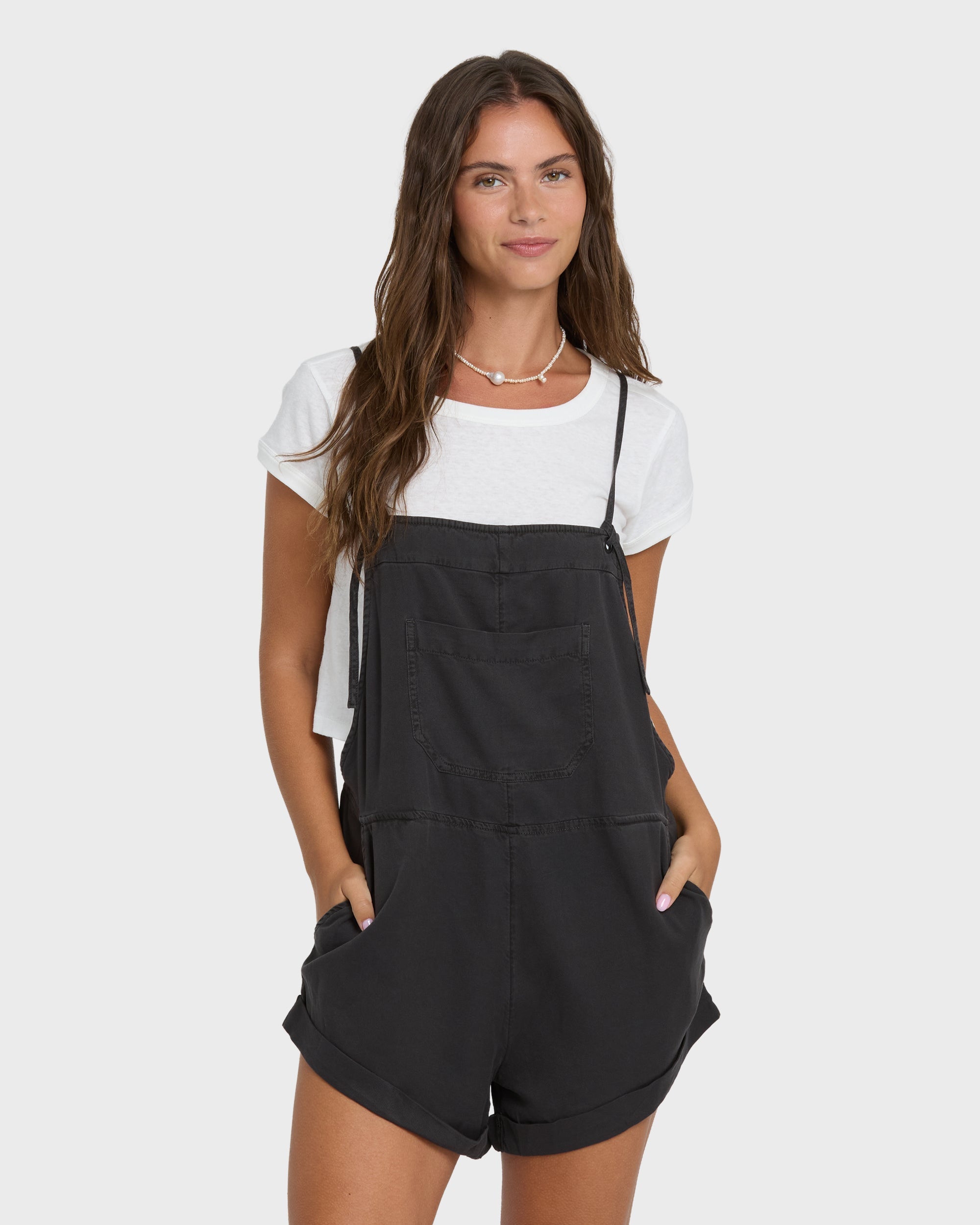 Wild Pursuit Overall Romper - Off Black