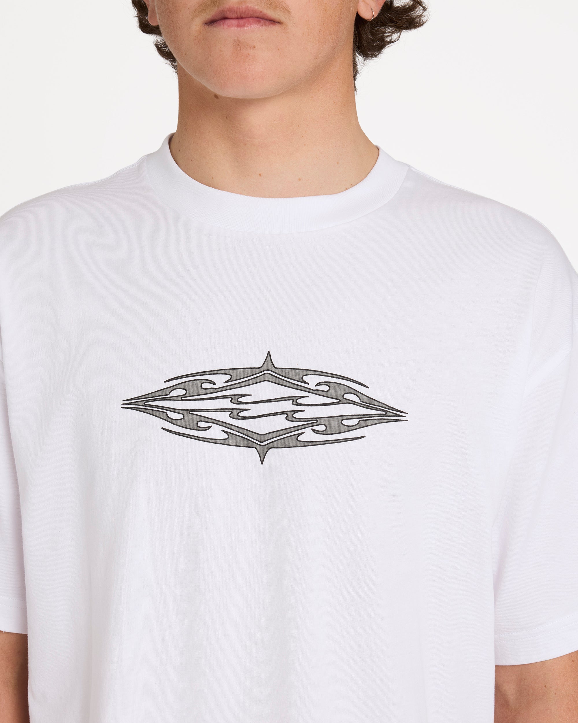 Tribal Diamonds Short Sleeve Knit T-Shirt - White